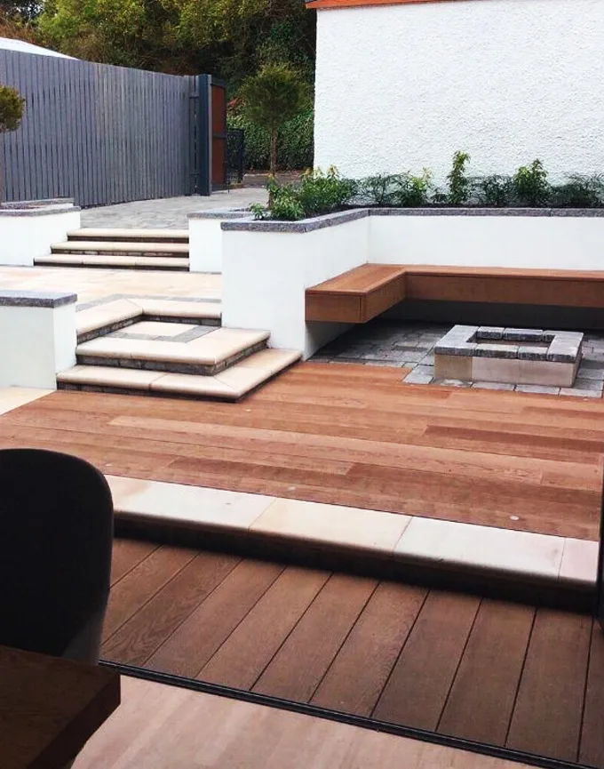 Tiered timber deck terrace