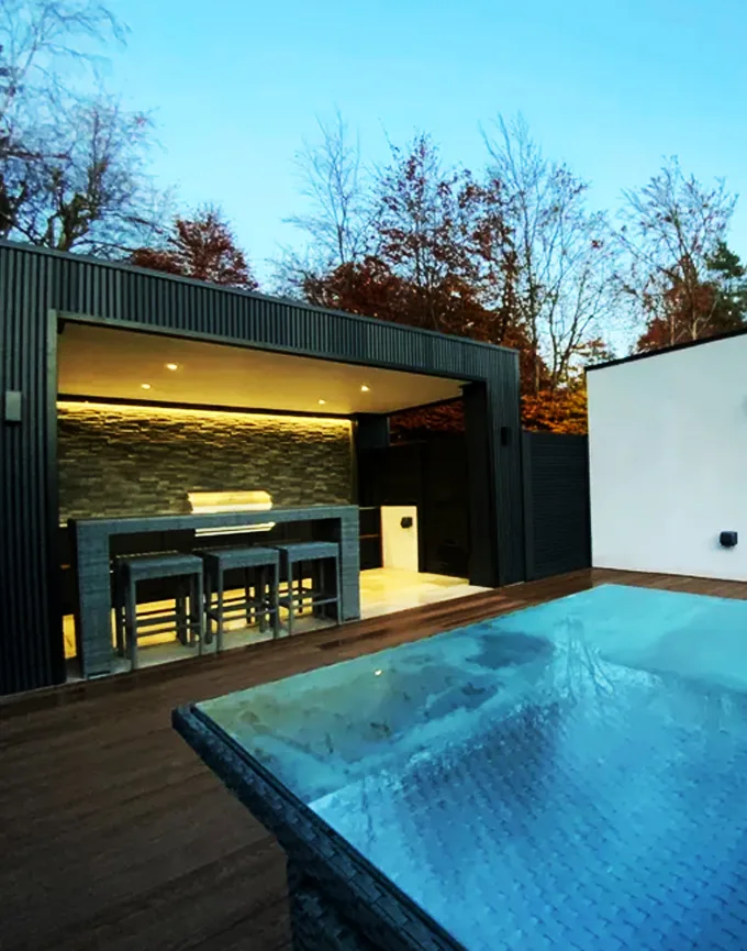 Modern pool house interior