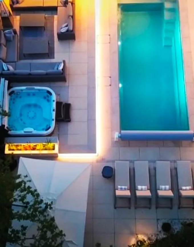 Luxury illuminated swimming pool