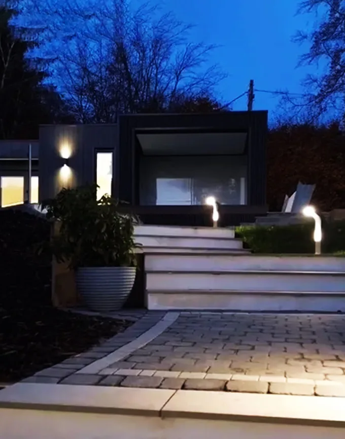 Illuminated garden entrance steps