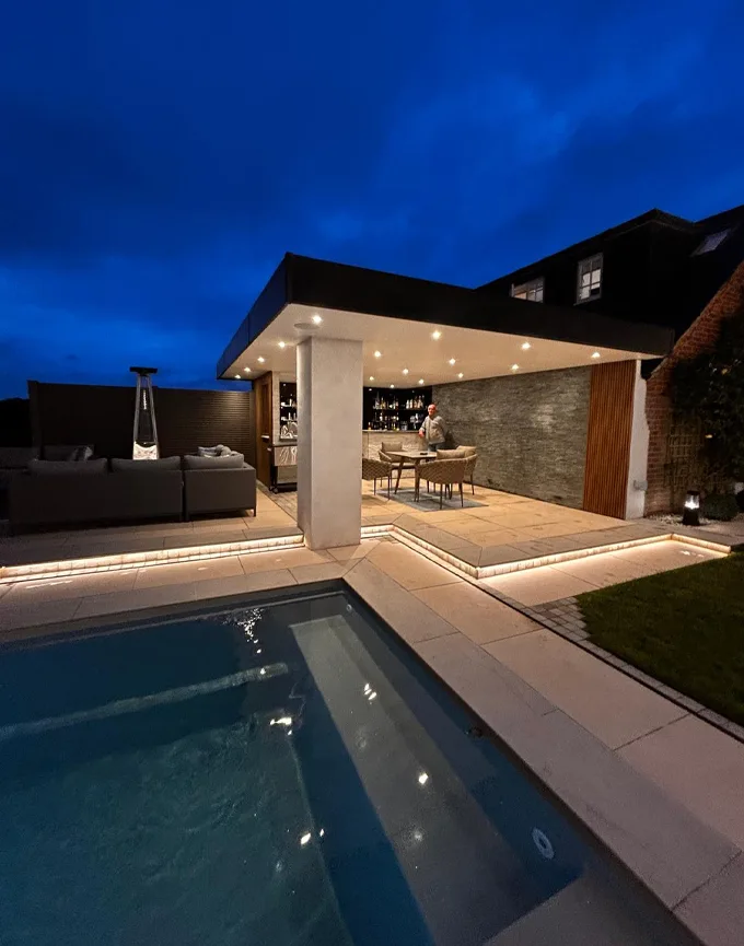 Luxury night pool view