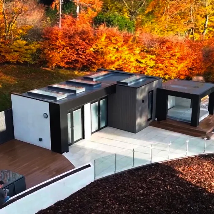 Autumn garden office exterior